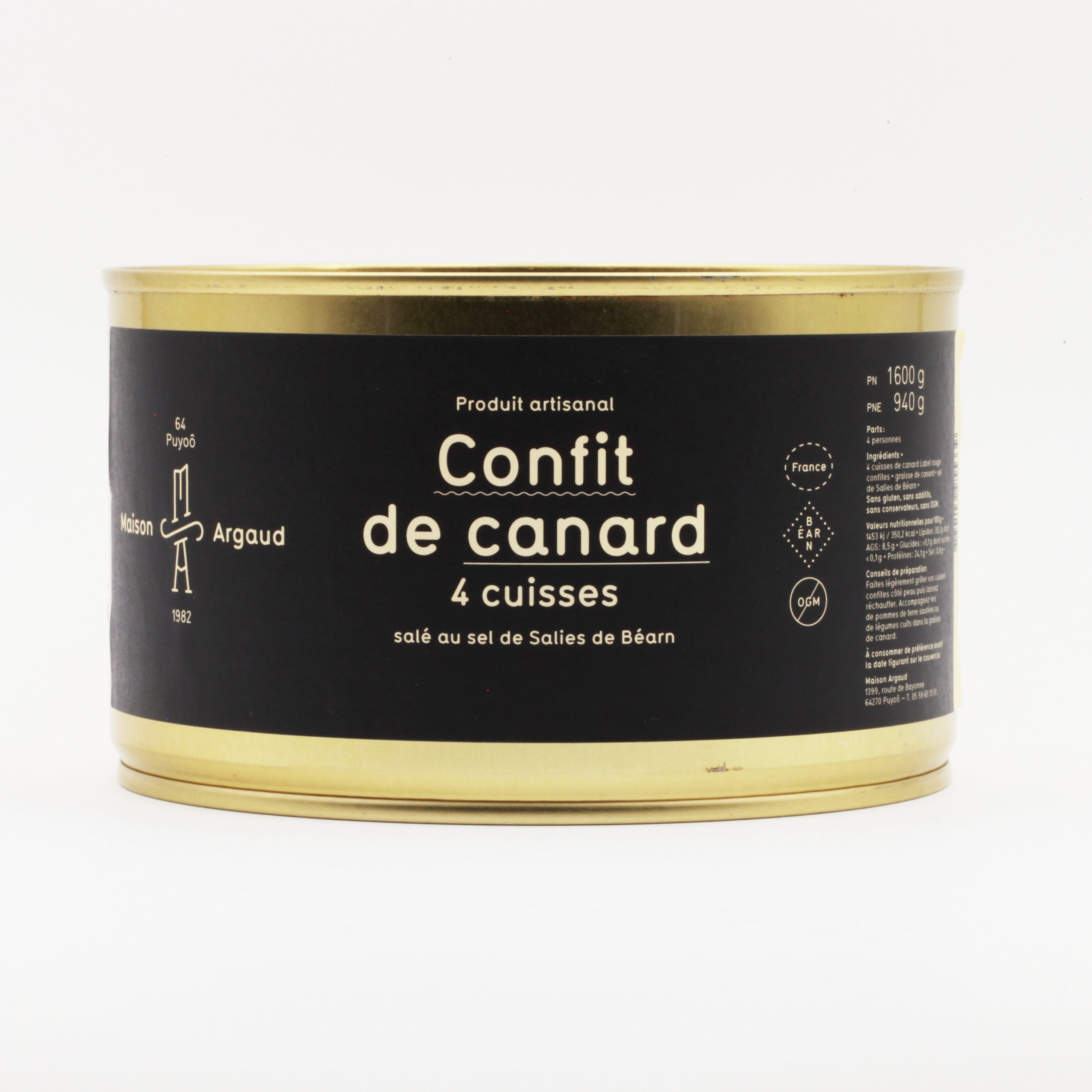 Confit de canard 4 cuisses salé au sel de Salies-de-Béarn